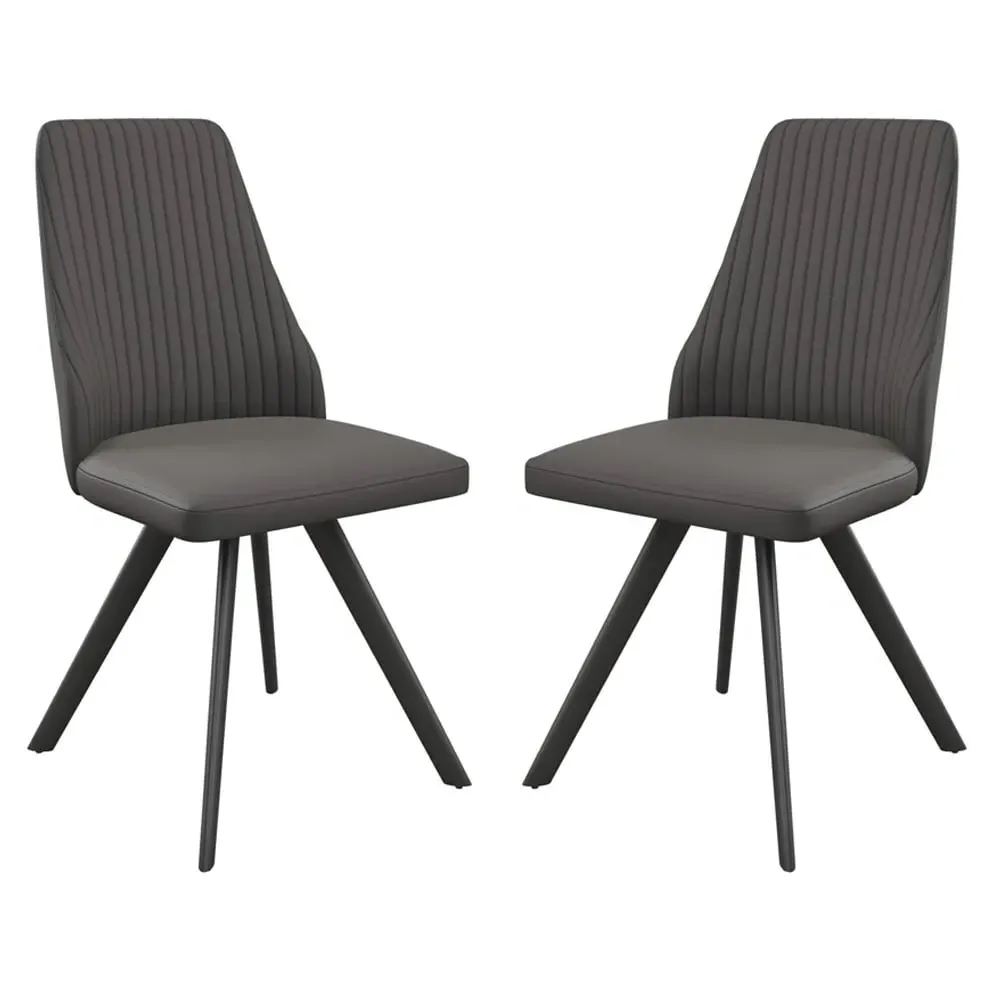 Azure Dining Chairs - Dark Grey, Faux Leather