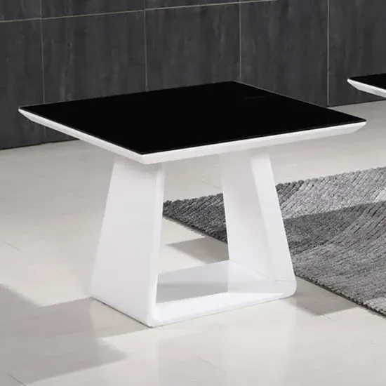 Azurro Glass Lamp Table - Black, High Gloss White image