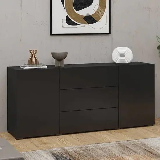 Azusa Sideboard with 2 Doors 3 Drawers - Black