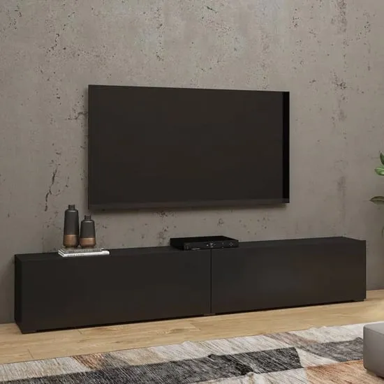 Azusa TV Stand with Pull-Down Doors - Matt Black