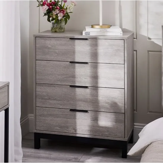 Baara 4-Drawer Chest - Grey Oak
