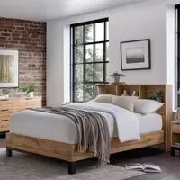 Baara King Size Bed with Bookcase Headboard - Oak
