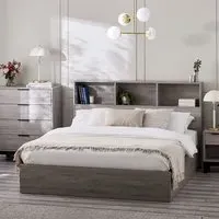 Baara King Size Ottoman Storage Bed - Grey Oak