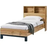 Baara Single Bed with Bookcase Headboard - Oak