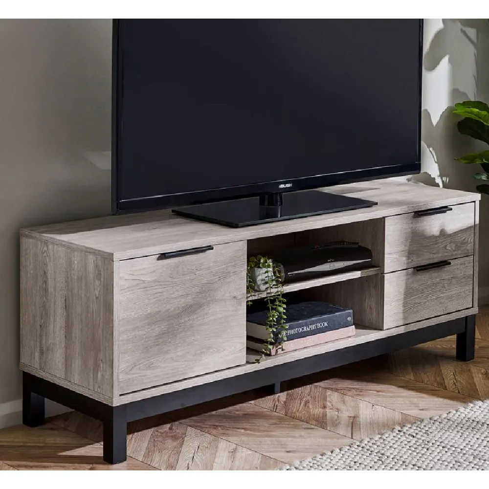 Baara TV Stand with Storage - Grey Oak