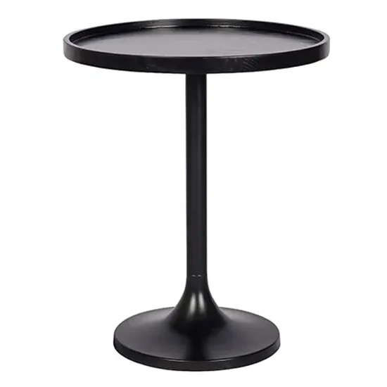 Babette Round Lamp Table - Black, Metal