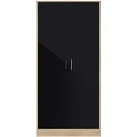 Babylon 2-Door Wardrobe - Oak, Black Gloss