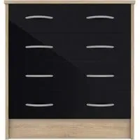 Babylon 4 Drawer Chest - Black Gloss, Oak