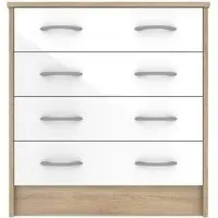 Babylon 4 Drawer Chest - White Gloss, Oak