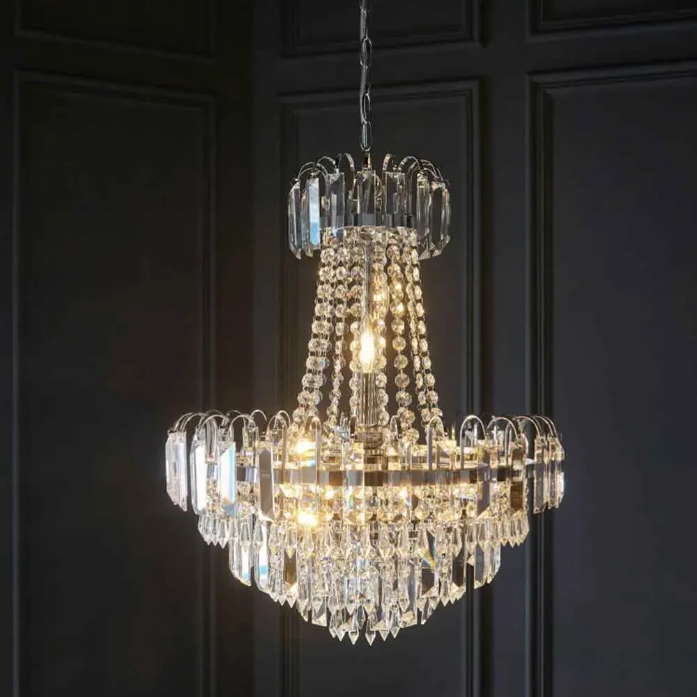 Babylon 6 Light Pendant Ceiling Light - Chrome, Clear Glass