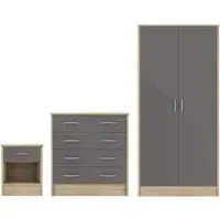 Babylon Bedroom Set with Wardrobe - Grey, Oak