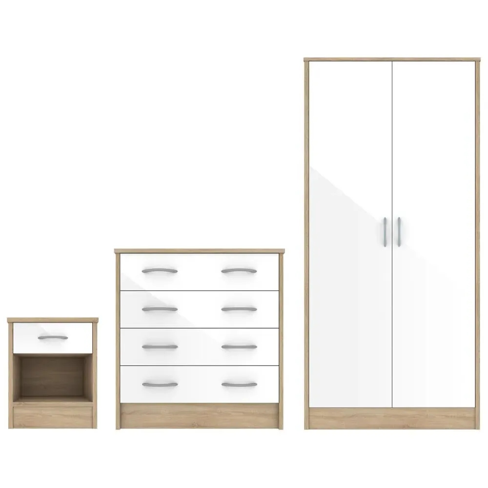 Babylon Bedroom Set with Wardrobe - White, Oak