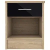 Babylon Bedside Cabinet with Drawer - Black, Oak