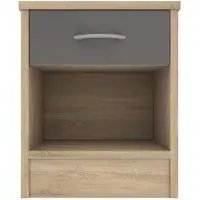 Babylon Bedside Cabinet with Drawer - Grey, Oak