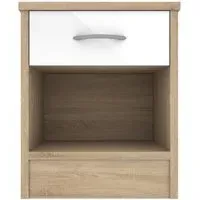 Babylon Bedside Cabinet with Drawer - White, Oak