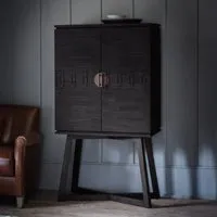 Bahia Drinks Cabinet with 2 Doors - Black, Mango Wood