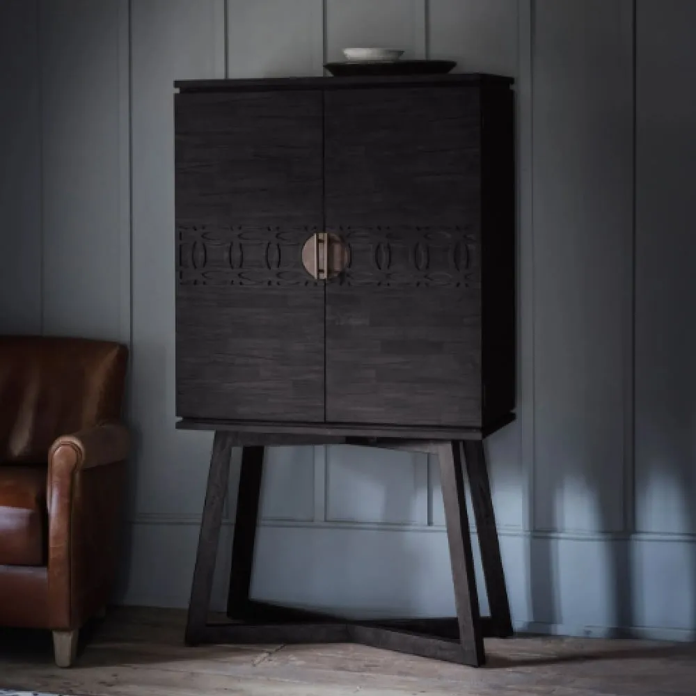 Bahia Drinks Cabinet with 2 Doors - Black, Mango Wood image