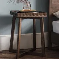Bahia Square Bedside Table - Brown, Mango Wood alternate view