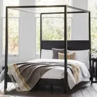 Bahia Super King Size Bed Frame - Matt Black Charcoal, Wood
