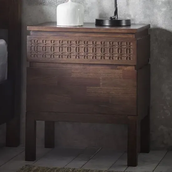 Bahia Wooden Bedside Cabinet - Brown image