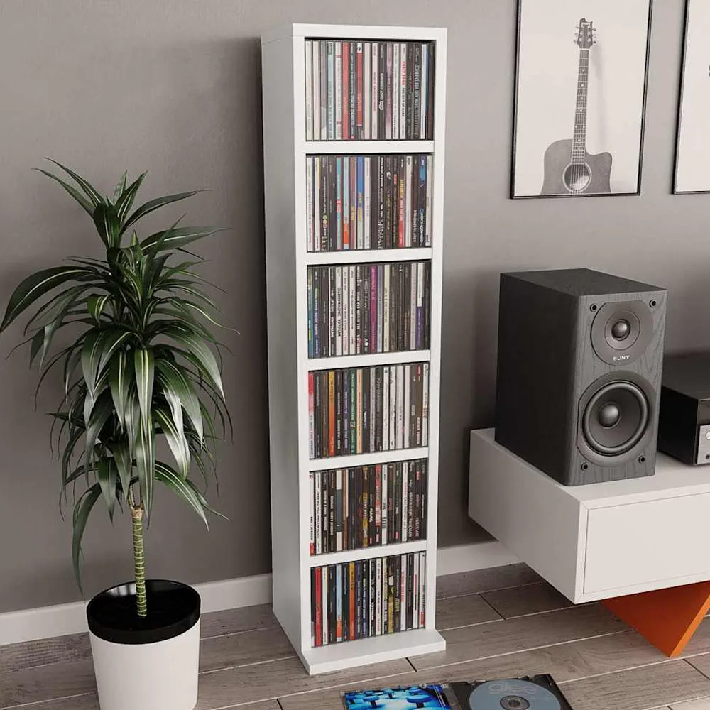 Baina Bookcase with 6 Shelves - White, Engineered Wood product