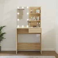 Baina Dressing Table with LED Lights - Sonoma Oak