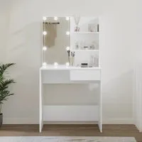 Baina Dressing Table with LED Lights - White, Engineered Wood alternate view