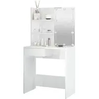 Baina High Gloss Dressing Table with LED Lights - White