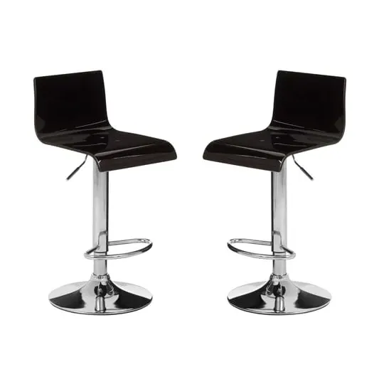 Baino Adjustable Bar Chairs with Chrome Base - Black, Acrylic image