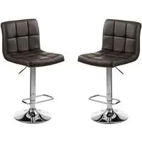 Baino Adjustable Bar Chairs with Chrome Base - Black, Faux Leather