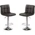 Baino Adjustable Bar Chairs with Chrome Base - Black, Faux Leather