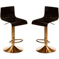 Baino Adjustable Bar Chairs with Gold Base - Black, Acrylic