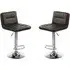 Baino Bar Chairs with Chrome Base - Black, Leather
