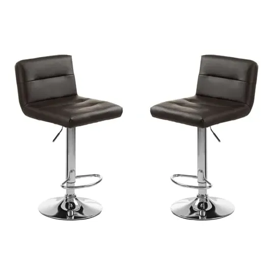 Baino Bar Chairs with Chrome Base - Black, Leather image