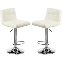 Baino Bar Chairs with Chrome Base - White, Leather