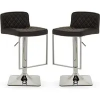 Baino Bar Chairs with Chrome Footrest - Black, Leather