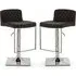 Baino Bar Chairs with Chrome Footrest - Black, Leather