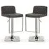 Baino Bar Chairs with Chrome Footrest - Grey, Leather