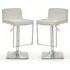 Baino Bar Chairs with Chrome Footrest - White, Leather