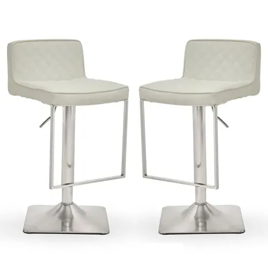 Baino Bar Chairs with Chrome Footrest - White, Leather