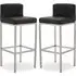 Baino Bar Chairs with Chrome Legs - Black, PU Leather