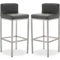 Baino Bar Chairs with Chrome Legs - Grey, PU Leather