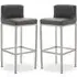 Baino Bar Chairs with Chrome Legs - Grey, PU Leather