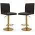 Baino Bar Chairs with Gold Base - Black, Leather