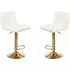 Baino Bar Chairs with Gold Base - White, Leather
