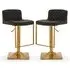 Baino Bar Chairs with Gold Footrest - Black, Leather