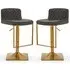 Baino Bar Chairs with Gold Footrest - Grey, Leather