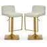 Baino Bar Chairs with Gold Footrest - White, Leather