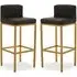 Baino Bar Chairs with Gold Legs - Black, PU Leather