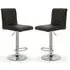 Baino Bar Chairs with Round Chrome Base - Black, Leather